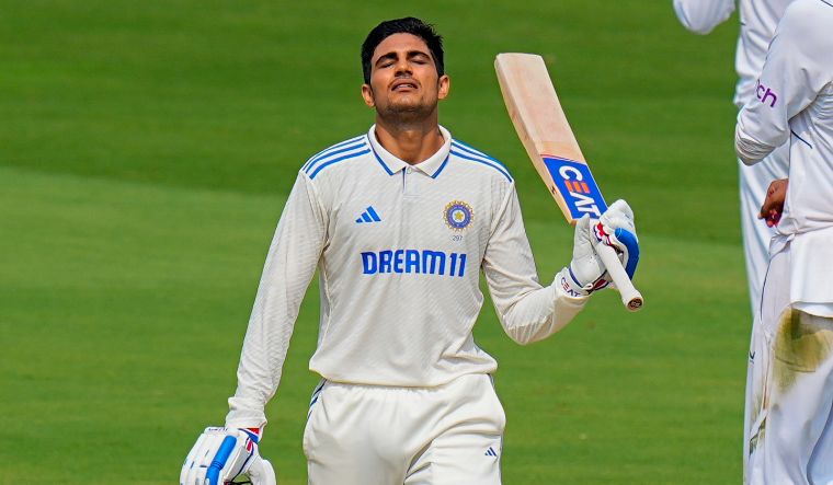 Shubman Gill celebrates his century during the third day of the second Test match between India and England, at VDCA Cricket Stadium, in Visakhapatnam on February 4, 2024